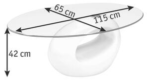KONFERENČNÍ STOLEK, bílá, plast, sklo, 115/65/42 cm Xora - Konferenční stolky
