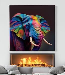 Obraz na plátně - Barevný slon FeelHappy.cz Velikost obrazu: 60 x 60 cm