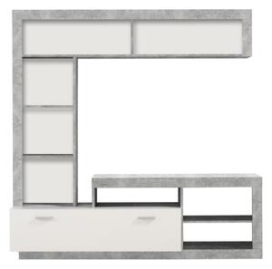 Obývací stěna Jonas - beton/bílá