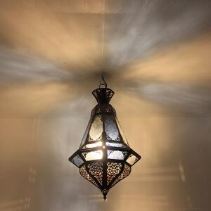 Marocká závěsná lampa Houta modře - bílá