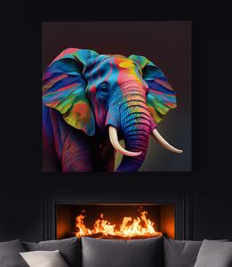 Obraz na plátně - Barevný slon FeelHappy.cz Velikost obrazu: 40 x 40 cm