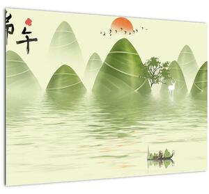 Skleněný obraz - Údolí zelených hor (70x50 cm)