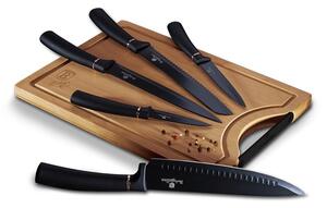-BERLINGERHAUS BERLINGERHAUS Sada nožů s nepřilnavým povrchem + prkénko 6 ks Black Rose Collection BH-2550