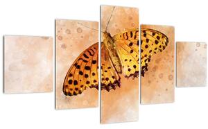 Obraz - Oranžový motýl, aquarel (125x70 cm)