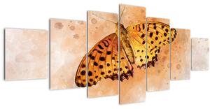 Obraz - Oranžový motýl, aquarel (210x100 cm)