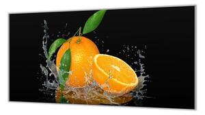 Ochranná deska pomeranč ve vodě - 52x60cm / S lepením na zeď
