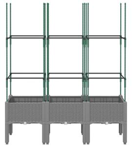 Zahradní truhlík s treláží světle šedý 120 x 40 x 142,5 cm PP
