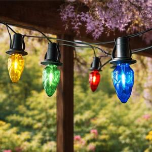 Exihand venkovní souprava Šiška barevná, 20x LED 2200K, černý kabel, trafo, 19m