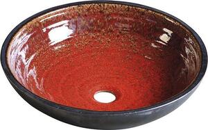 Sapho ATTILA keramické umyvadlo, průměr 43 cm, tomatová červeň/petrolejová DK007
