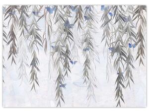 Obraz - Vrbové větvičky s motýly (70x50 cm)