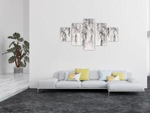 Obraz - Vrbové větvičky v šedé omítce (125x70 cm)