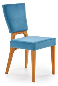 Dřevěná židle čalouněná Medový dub Modrá FRANTELLA