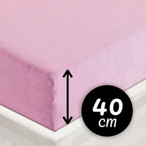 Froté napínací prostěradlo na extra vysokou matraci FR-008 Růžová lila 80 x 200 - výška 40 cm