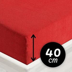 Froté napínací prostěradlo na extra vysokou matraci FR-007 Sytě červené 80 x 200 - výška 40 cm