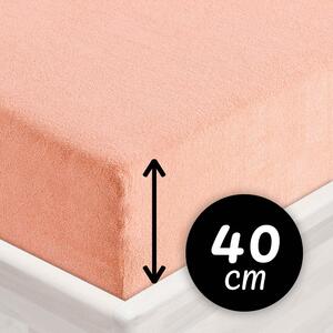 Froté napínací prostěradlo na extra vysokou matraci FR-005 Světle broskvové 80 x 200 - výška 40 cm