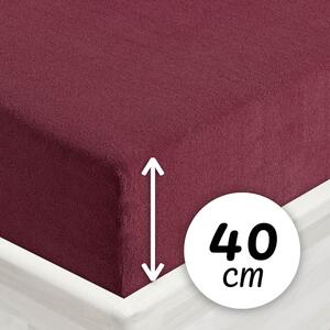 Froté napínací prostěradlo na extra vysokou matraci FR-011 Bordó 80 x 200 - výška 40 cm