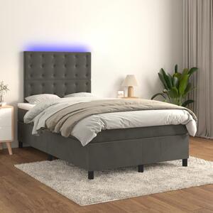 Box spring postel s matrací a LED tmavě šedá 120x200 cm samet 3136354