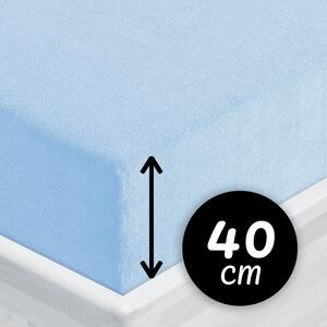 Froté napínací prostěradlo na extra vysokou matraci FR-014 Nebesky modré 80 x 200 - výška 40 cm