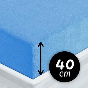 Froté napínací prostěradlo na extra vysokou matraci FR-015 Světle modré 80 x 200 - výška 40 cm