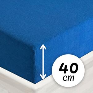 Froté napínací prostěradlo na extra vysokou matraci FR-016 Modré 80 x 200 - výška 40 cm