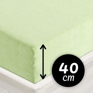 Froté napínací prostěradlo na extra vysokou matraci FR-018 Pastelově zelené 80 x 200 - výška 40 cm
