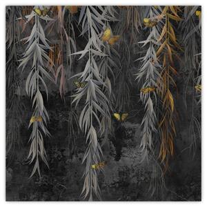 Obraz - Vrbové větvičky v černém pozadí (30x30 cm)