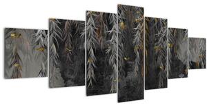 Obraz - Vrbové větvičky v černém pozadí (210x100 cm)