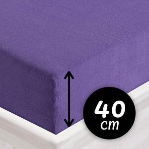 Froté napínací prostěradlo na extra vysokou matraci FR-013 Fialové 80 x 200 - výška 40 cm