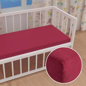 Dětské froté napínací prostěradlo do postýlky FR-010 Vínové 60 x 120 x 10 cm - do postýlky