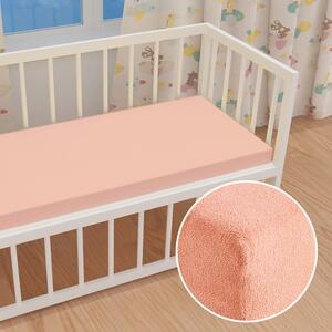 Dětské froté napínací prostěradlo do postýlky FR-005 Světle broskvové 60 x 120 x 10 cm - do postýlky