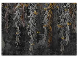 Obraz - Vrbové větvičky v černém pozadí (70x50 cm)