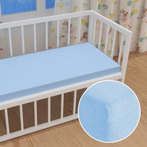 Dětské froté napínací prostěradlo do postýlky FR-014 Nebesky modré 60 x 120 x 10 cm - do postýlky