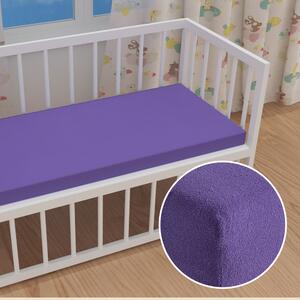 Dětské froté napínací prostěradlo do postýlky FR-013 Fialové 60 x 120 x 10 cm - do postýlky