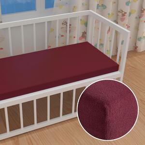 Dětské froté napínací prostěradlo do postýlky FR-011 Bordó 60 x 120 x 10 cm - do postýlky