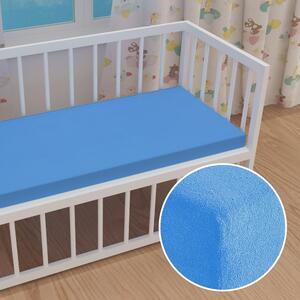 Dětské froté napínací prostěradlo do postýlky FR-015 Světle modré 60 x 120 x 10 cm - do postýlky
