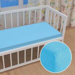 Dětské froté napínací prostěradlo do postýlky FR-017 Azurově modré 60 x 120 x 10 cm - do postýlky