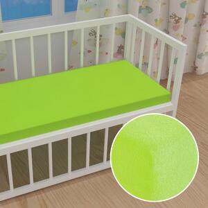 Dětské froté napínací prostěradlo do postýlky FR-019 Zářivě zelené 60 x 120 x 10 cm - do postýlky