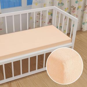 Dětské froté napínací prostěradlo do postýlky FR-021 Pudrové 60 x 120 x 10 cm - do postýlky