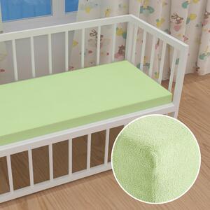 Dětské froté napínací prostěradlo do postýlky FR-018 Pastelově zelené 60 x 120 x 10 cm - do postýlky