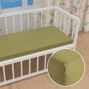Dětské froté napínací prostěradlo do postýlky FR-020 Olivové 60 x 120 x 10 cm - do postýlky