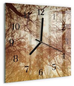 Skleněné hodiny na stěnu Koruny stromů zskc-30x30-00181587