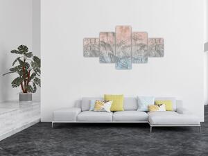 Obraz - Tropické rostliny na zdi (125x70 cm)