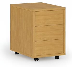 Kancelářský mobilní kontejner PRIMO WOOD, PUSH-lock, 3 zásuvky, buk