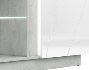 ML FURNITURE Komoda - LUMENS 07, beton/lesklá bílá