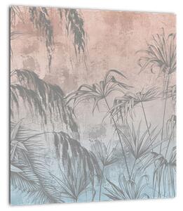 Obraz - Tropické rostliny na zdi (30x30 cm)