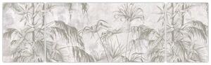 Obraz - Tropické rostliny na zdi v šedé (170x50 cm)