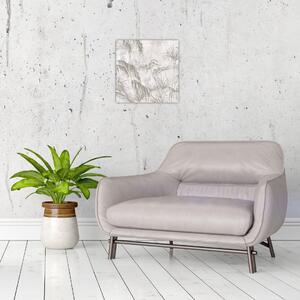 Obraz - Tropické rostliny na zdi v šedé (30x30 cm)