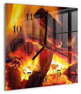 Skleněné hodiny na stěnu Oheň zskc-30x30-00178194
