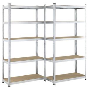 FurniGO Sada 2 regálů - 180x90x40 cm - stříbrná