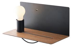 Nástěnné svítidlo s policí s USB k posteli